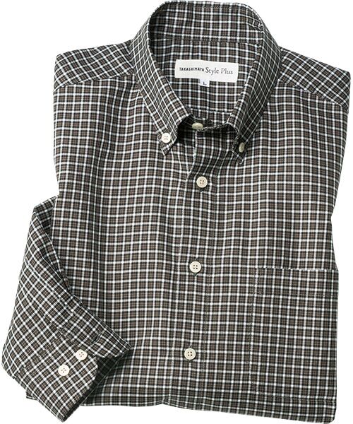 TAKASHIMAYA Style Plus/タカシマヤ スタイル・プリュ 富江工房 コットン ボタンダウン長袖シャツ グレー Ｌ