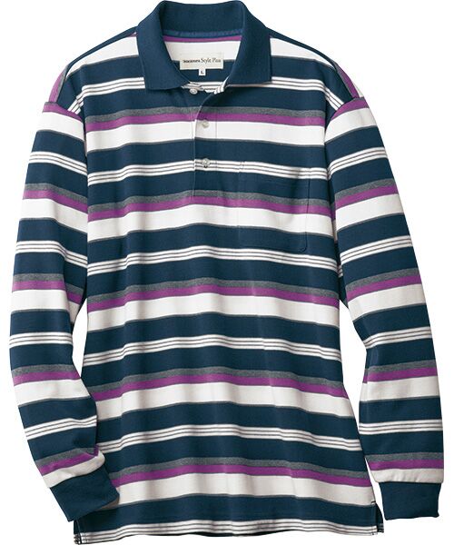 TAKASHIMAYA Style Plus/タカシマヤ スタイル・プリュ 長袖ボーダーポロシャツ ネイビー Ｓ