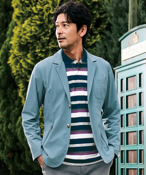 TAKASHIMAYA Style Plus/タカシマヤ スタイル・プリュ トラベルジャケット サックス L TAKASHIMAYA Style Plus/タカシマヤ スタイル・プリュ トラベルジャケット サックス L