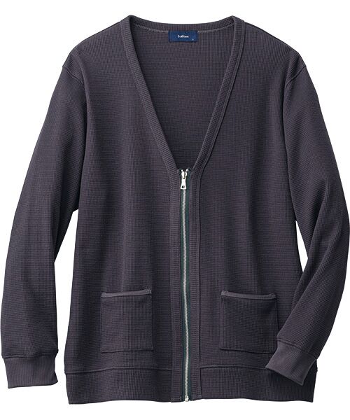 TAKASHIMAYA Style Plus/タカシマヤ スタイル・プリュ 綿混ワッフルジップ カーディガン チャコール L TAKASHIMAYA Style Plus/タカシマヤ スタイル・プリュ 綿混ワッフルジップ カーディガン チャコール L