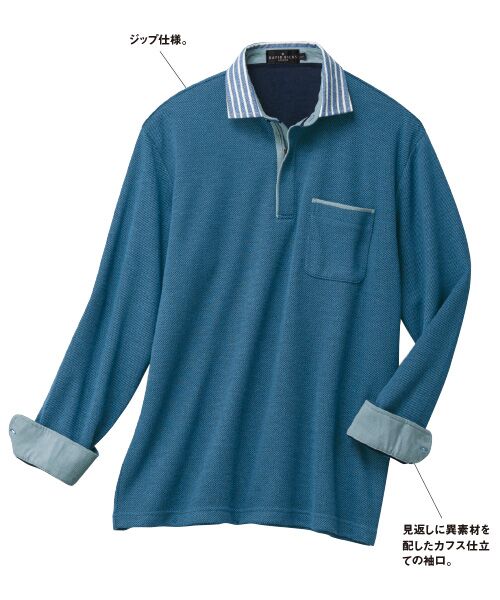 TAKASHIMAYA Style Plus/タカシマヤ スタイル・プリュ 長袖ハーフジップ ポロシャツ ネイビー M TAKASHIMAYA Style Plus/タカシマヤ スタイル・プリュ 長袖ハーフジップ ポロシャツ ネイビー M