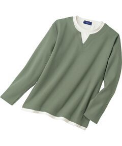 TAKASHIMAYA Style Plus / タカシマヤ スタイル・プリュ その他トップス | メルトンタッチ  レイヤード風 長袖プルオーバー