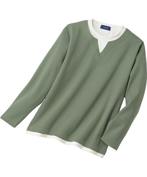 TAKASHIMAYA Style Plus/タカシマヤ スタイル・プリュ メルトンタッチ レイヤード風 長袖プルオーバー モス ＬＬ