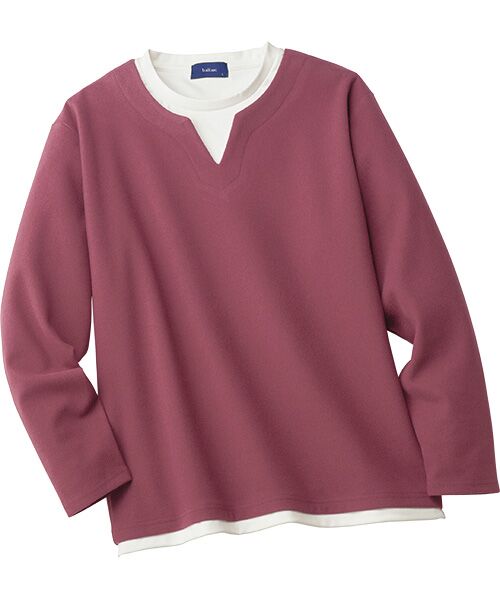 TAKASHIMAYA Style Plus/タカシマヤ スタイル・プリュ メルトンタッチ レイヤード風 長袖プルオーバー ボルドー Ｍ