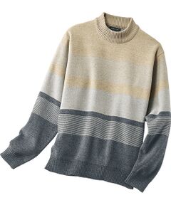 TAKASHIMAYA Style Plus / タカシマヤ スタイル・プリュ ニット・セーター | モールパネルボーダーハイネックセーター