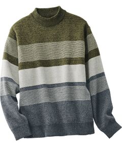 TAKASHIMAYA Style Plus / タカシマヤ スタイル・プリュ ニット・セーター | モールパネルボーダーハイネックセーター