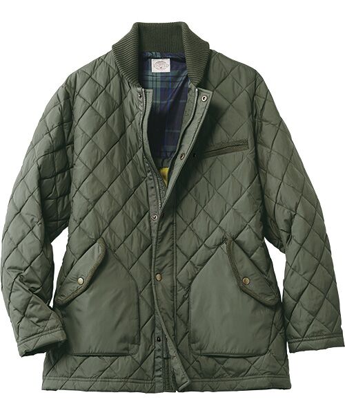 TAKASHIMAYA Style Plus/タカシマヤ スタイル・プリュ リブ二重襟ダウンジャケット カーキ Ｍ