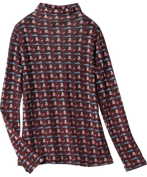 TAKASHIMAYA Style Plus/タカシマヤ スタイル・プリュ 洗えるウールガーゼ プリントプルオーバー ボルドー系（幾何学柄） Ｌ