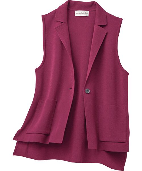 TAKASHIMAYA Style Plus/タカシマヤ スタイル・プリュ 五泉ニット ミラノリブベスト ワイン M TAKASHIMAYA Style Plus/タカシマヤ スタイル・プリュ 五泉ニット ミラノリブベスト ワイン M
