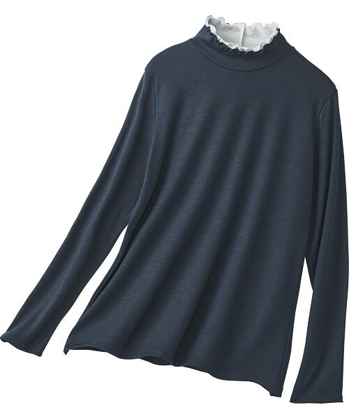 TAKASHIMAYA Style Plus/タカシマヤ スタイル・プリュ スーパー100's 洗えるウール プルオーバー 紺×グレー S TAKASHIMAYA Style Plus/タカシマヤ スタイル・プリュ スーパー100's 洗えるウール プルオーバー 紺×グレー S