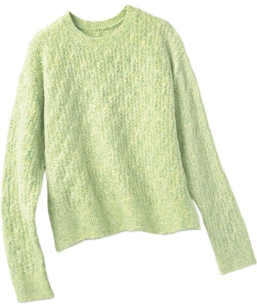 TAKASHIMAYA Style Plus/タカシマヤ スタイル・プリュ 軽量ミックスヤーンプルオーバー グリーン S TAKASHIMAYA Style Plus/タカシマヤ スタイル・プリュ 軽量ミックスヤーンプルオーバー グリーン S