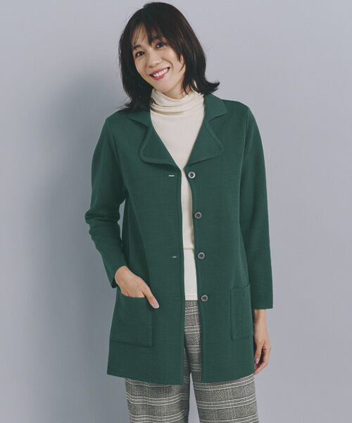 TAKASHIMAYA Style Plus/タカシマヤ スタイル・プリュ 五泉ニット ミラノリブ ロングジャケット グリーン Ｓ