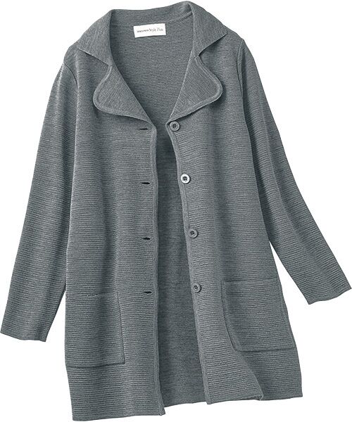 TAKASHIMAYA Style Plus/タカシマヤ スタイル・プリュ 五泉ニット ミラノリブ ロングジャケット 杢グレー Ｌ
