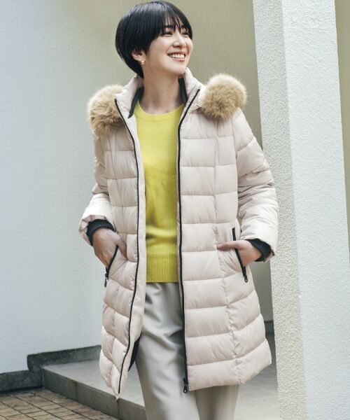 TAKASHIMAYA Style Plus/タカシマヤ スタイル・プリュ エコファー付ファイバー中わたコート アイボリー Ｌ