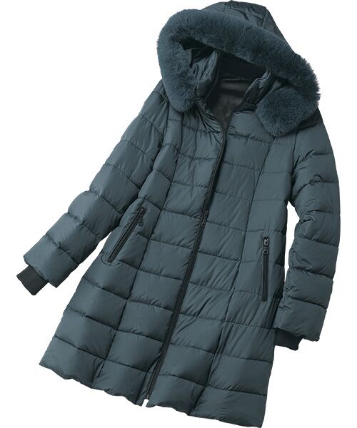 TAKASHIMAYA Style Plus/タカシマヤ スタイル・プリュ エコファー付ファイバー中わたコート ダークグリーン ３Ｌ