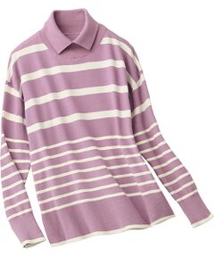 TAKASHIMAYA Style Plus / タカシマヤ スタイル・プリュ カットソー | 襟付ボーダー柄プルオーバー