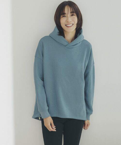 TAKASHIMAYA Style Plus/タカシマヤ スタイル・プリュ フード付デザインチュニック ブルー系 M TAKASHIMAYA Style Plus/タカシマヤ スタイル・プリュ フード付デザインチュニック ブルー系 M