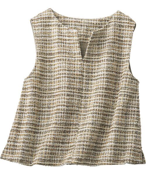 TAKASHIMAYA Style Plus/タカシマヤ スタイル・プリュ ツイードライク ベスト ベージュ LL TAKASHIMAYA Style Plus/タカシマヤ スタイル・プリュ ツイードライク ベスト ベージュ LL