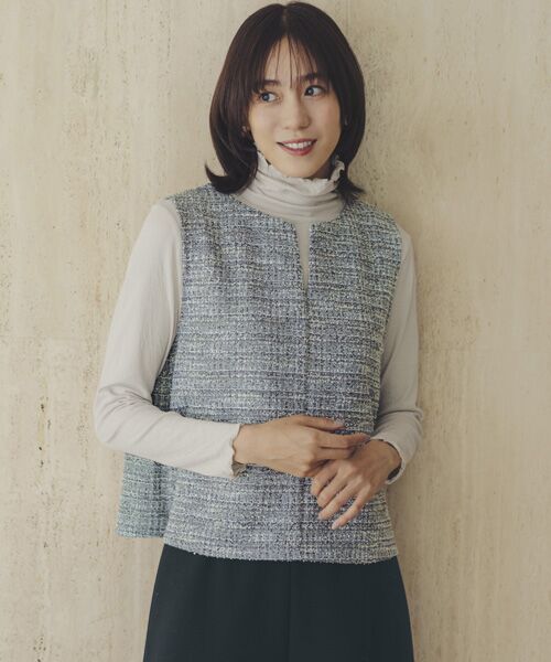 TAKASHIMAYA Style Plus/タカシマヤ スタイル・プリュ ツイードライク ベスト グレー S TAKASHIMAYA Style Plus/タカシマヤ スタイル・プリュ ツイードライク ベスト グレー S