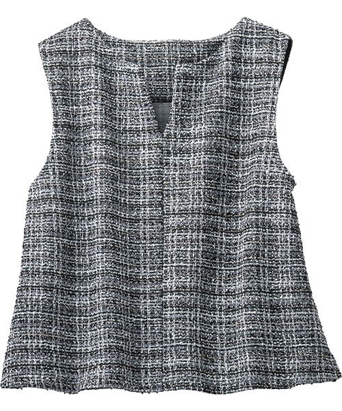 TAKASHIMAYA Style Plus/タカシマヤ スタイル・プリュ ツイードライク ベスト 黒系 S TAKASHIMAYA Style Plus/タカシマヤ スタイル・プリュ ツイードライク ベスト 黒系 S
