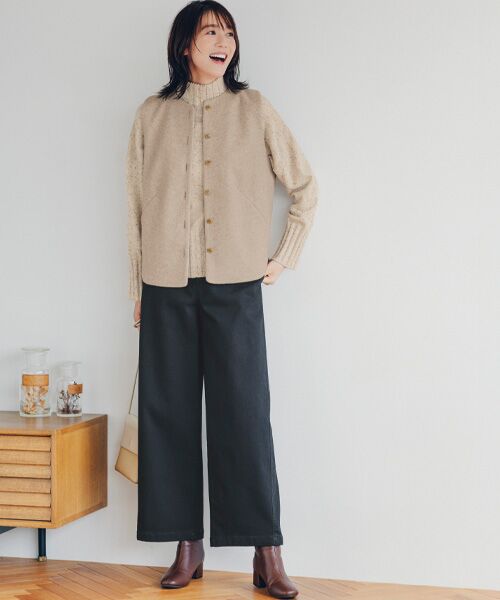 TAKASHIMAYA Style Plus / タカシマヤ スタイル・プリュ デニムパンツ | 裏起毛 ワイドデニムパンツ<股下66cm>(インディゴ)