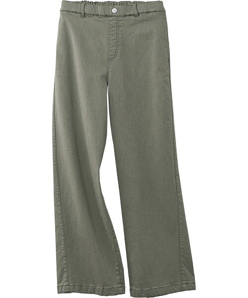 TAKASHIMAYA Style Plus / タカシマヤ スタイル・プリュ デニムパンツ | 裏起毛 ワイドデニムパンツ<股下66cm>(カーキ)