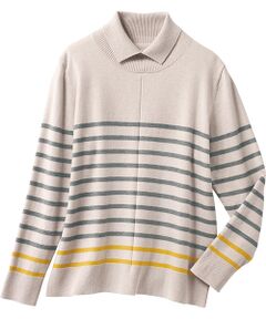 TAKASHIMAYA Style Plus / タカシマヤ スタイル・プリュ ニット・セーター | 襟付ボーダー プルオーバー