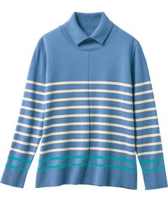 TAKASHIMAYA Style Plus / タカシマヤ スタイル・プリュ ニット・セーター | 襟付ボーダー プルオーバー