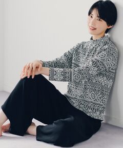 TAKASHIMAYA Style Plus / タカシマヤ スタイル・プリュ カットソー | キュプラ混 ジャカードプルオーバー