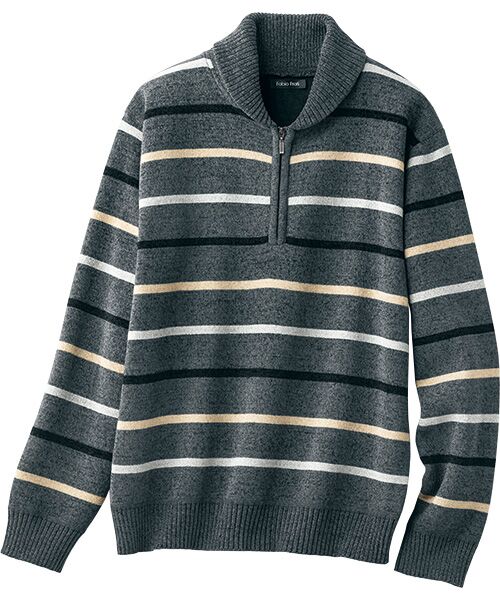 TAKASHIMAYA Style Plus / タカシマヤ スタイル・プリュ ニット・セーター | ミニショール フリースハーフジップセーター（チャコール）