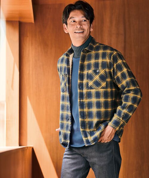 TAKASHIMAYA Style Plus / タカシマヤ スタイル・プリュ その他アウター | 裏ボアシャツアウター（ネイビー×イエロー）