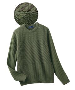 TAKASHIMAYA Style Plus / タカシマヤ スタイル・プリュ ニット・セーター | 地柄切り替え クルーネックセーター