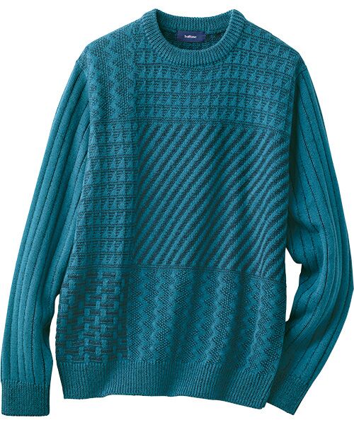 TAKASHIMAYA Style Plus / タカシマヤ スタイル・プリュ ニット・セーター | 地柄切り替え クルーネックセーター | 詳細1