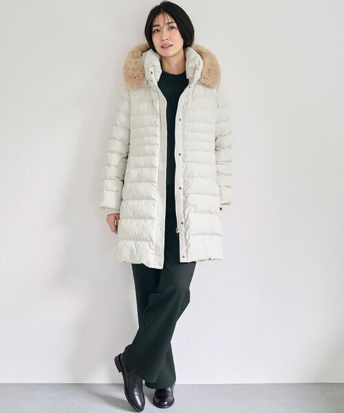 TAKASHIMAYA Style Plus / タカシマヤ スタイル・プリュ その他アウター | フェイクファー付ファイバー中わたコート(アイボリー)