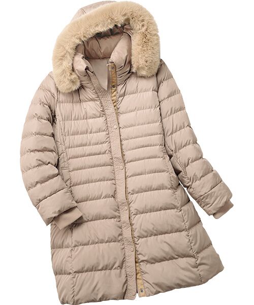 TAKASHIMAYA Style Plus / タカシマヤ スタイル・プリュ その他アウター | フェイクファー付ファイバー中わたコート(ベージュ)