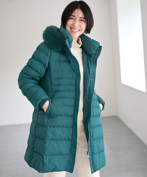 TAKASHIMAYA Style Plus / タカシマヤ スタイル・プリュ その他アウター | フェイクファー付ファイバー中わたコート(グリーン)