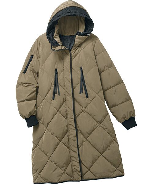 TAKASHIMAYA Style Plus / タカシマヤ スタイル・プリュ その他アウター | 配色使いダウンコート（カーキ×黒）