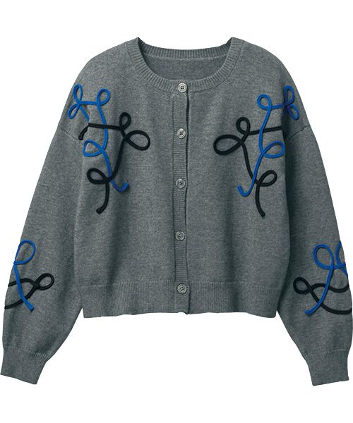 TAKASHIMAYA Style Plus / タカシマヤ スタイル・プリュ カーディガン・ボレロ | コード刺しゅうカーディガン(チャコール)