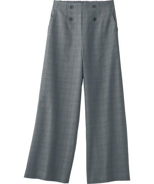 TAKASHIMAYA Style Plus / タカシマヤ スタイル・プリュ スラックス・ドレスパンツ | はっ水加工 デザインワイドパンツ <股下64cm>(チャコール(格子柄))