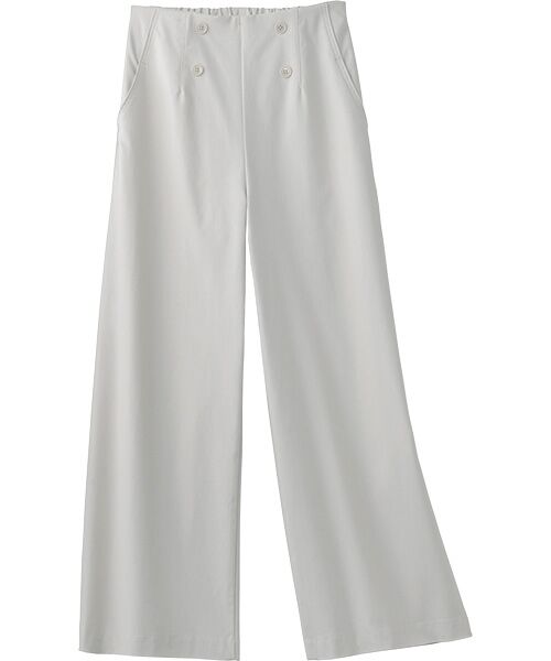 TAKASHIMAYA Style Plus / タカシマヤ スタイル・プリュ スラックス・ドレスパンツ | はっ水加工 デザインワイドパンツ <股下68cm>(グレージュ)