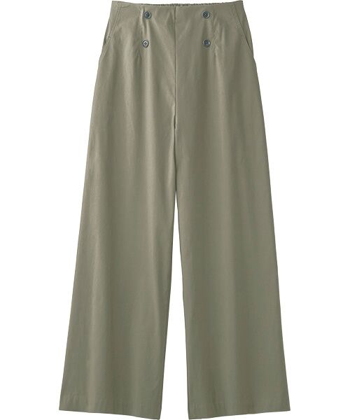 TAKASHIMAYA Style Plus / タカシマヤ スタイル・プリュ スラックス・ドレスパンツ | はっ水加工 デザインワイドパンツ <股下68cm>(カーキグレー)