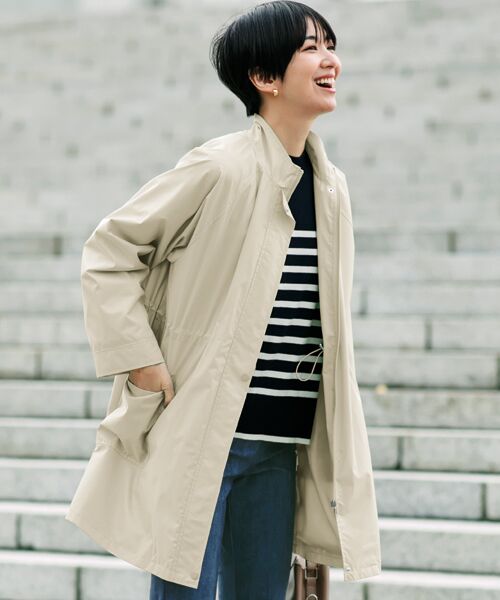 TAKASHIMAYA Style Plus / タカシマヤ スタイル・プリュ ステンカラーコート | テフロン加工コート（アイボリー）