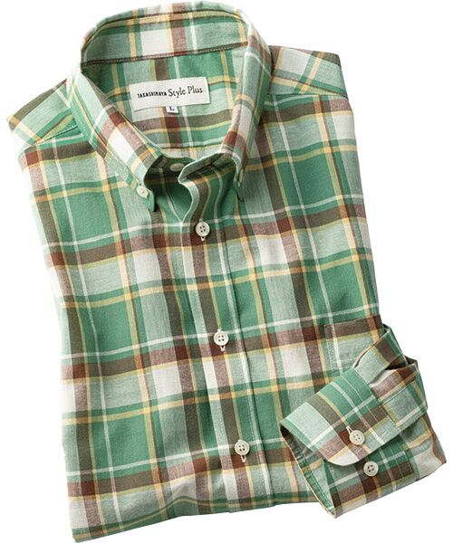 TAKASHIMAYA Style Plus / タカシマヤ スタイル・プリュ シャツ・ブラウス | 富江工房　長袖ボタンダウンシャツ（グリーン）