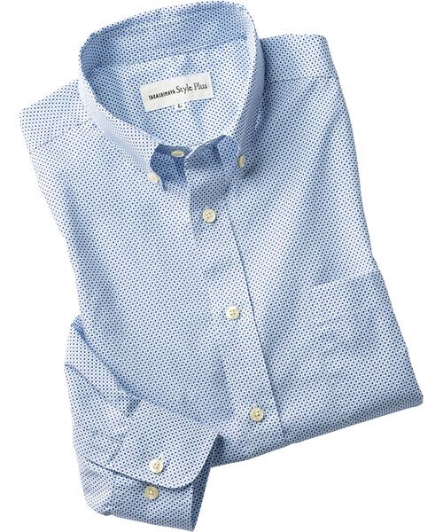 TAKASHIMAYA Style Plus / タカシマヤ スタイル・プリュ シャツ・ブラウス | 富江工房　長袖ボタンダウンシャツ（小紋ブルー）