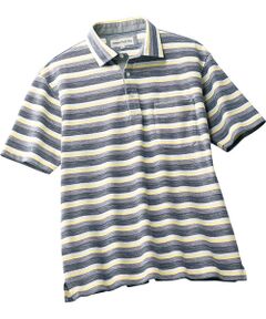 TAKASHIMAYA Style Plus / タカシマヤ スタイル・プリュ ポロシャツ | シャンブレー 鹿の子ボーダー 半袖ポロシャツ