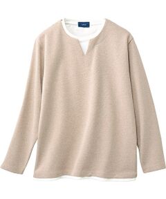 TAKASHIMAYA Style Plus / タカシマヤ スタイル・プリュ カットソー | フェイクレイヤード ツイルプルオーバー