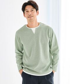 TAKASHIMAYA Style Plus / タカシマヤ スタイル・プリュ カットソー | フェイクレイヤード ツイルプルオーバー