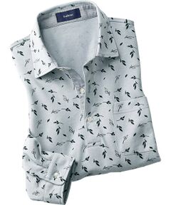 TAKASHIMAYA Style Plus / タカシマヤ スタイル・プリュ ポロシャツ | プリント柄 綿混長袖ポロシャツ