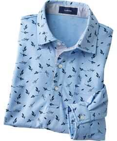 TAKASHIMAYA Style Plus / タカシマヤ スタイル・プリュ ポロシャツ | プリント柄 綿混長袖ポロシャツ