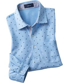 TAKASHIMAYA Style Plus / タカシマヤ スタイル・プリュ ポロシャツ | プリント柄 綿混長袖ポロシャツ